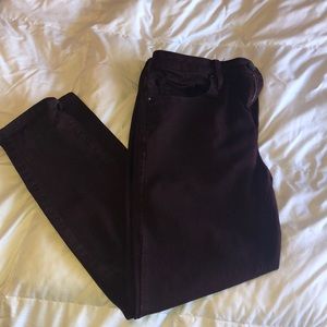 Burgundy skinny denim
